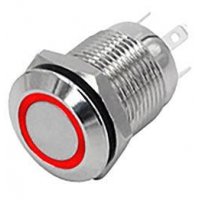 Tlačidlo OFF-(ON) 12mm, 250V/2A, červené presvetle